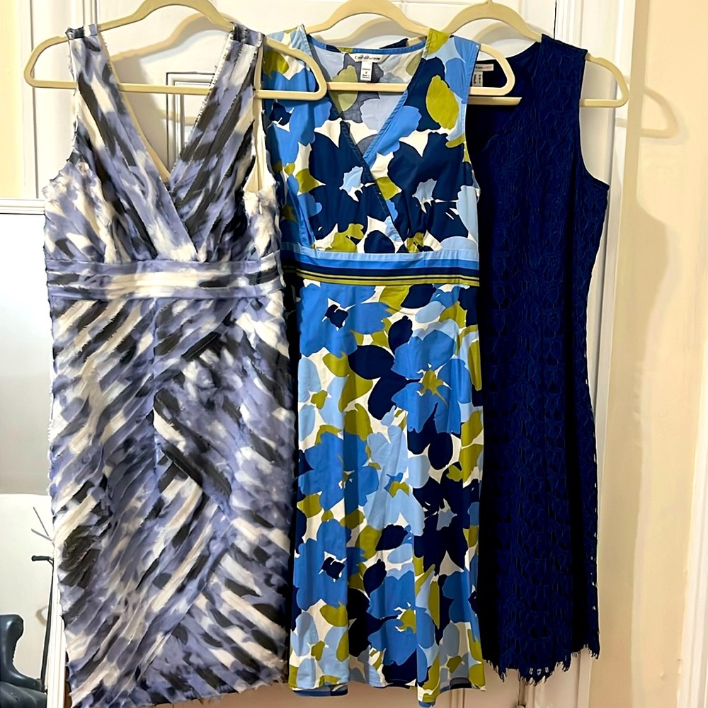LOT 3 blue sleeveless dresses size 12 & 10 Ann Taylor